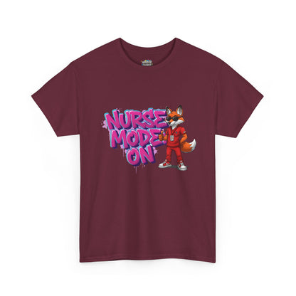 Nurse Mode On T-Shirt — Cute Fox Nurse Graphic Tee for Healthcare Workers