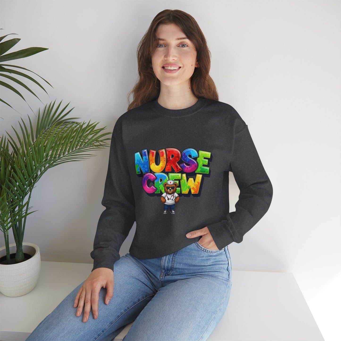 Nurse Crew Sweatshirt — 'NURSE CREW' Graphic Pullover for Healthcare Professionals