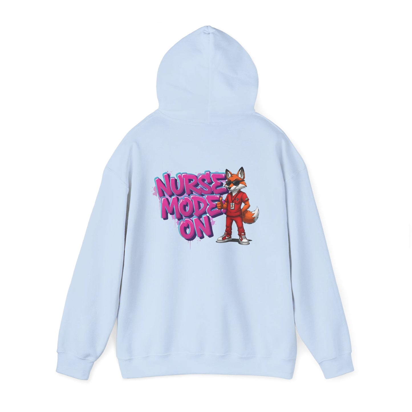 Unisex Nurse Hoodie — 'Nurse Mode On' Cute Nurse Fox Graphic Pullover