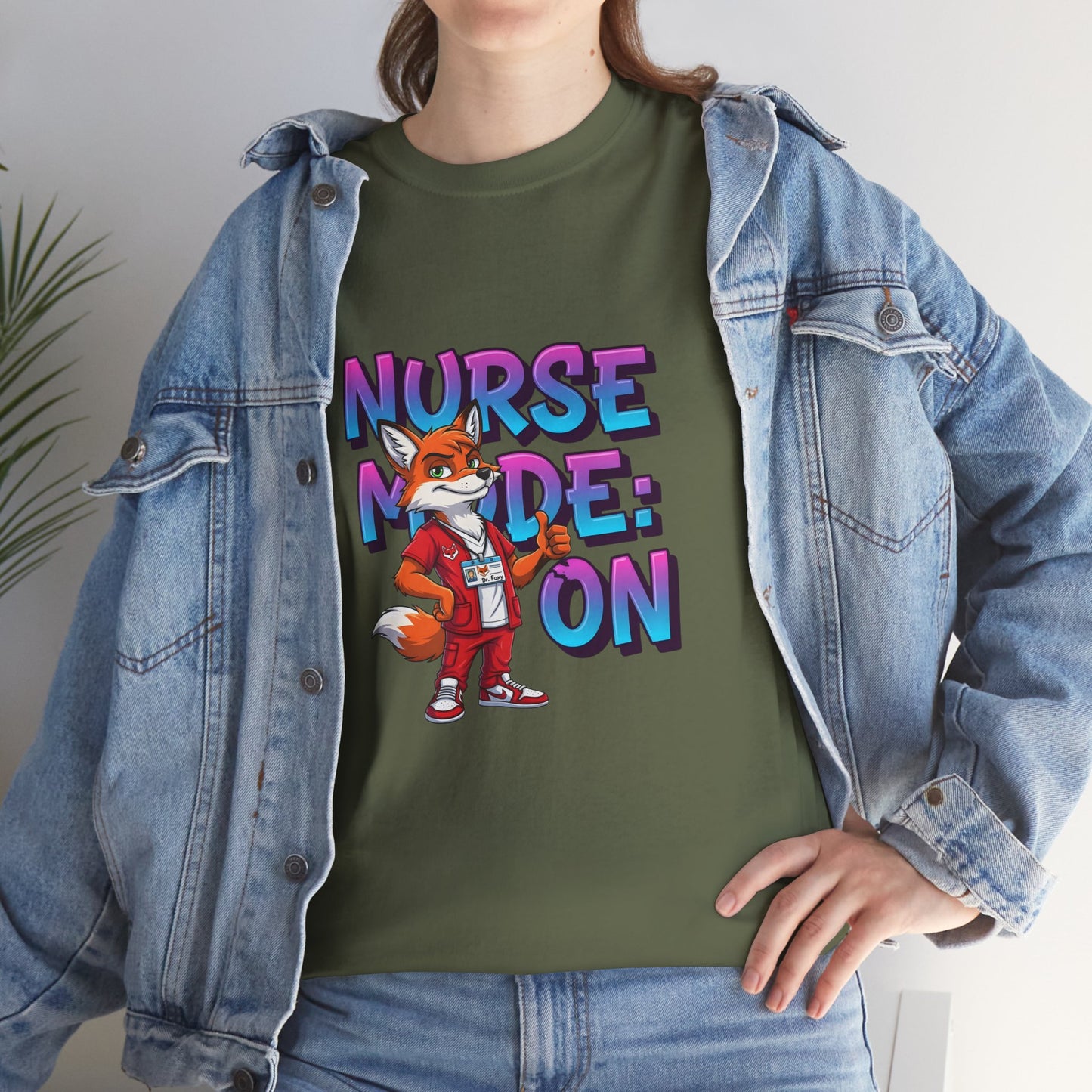 Nurse Mode On T‑Shirt — Cute Fox Nurse Graphic Tee for Nurses & Nursing Students