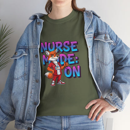 Nurse Mode On T‑Shirt — Cute Fox Nurse Graphic Tee for Nurses & Nursing Students