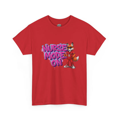 Nurse Mode On T-Shirt — Cute Fox Nurse Graphic Tee for Healthcare Workers