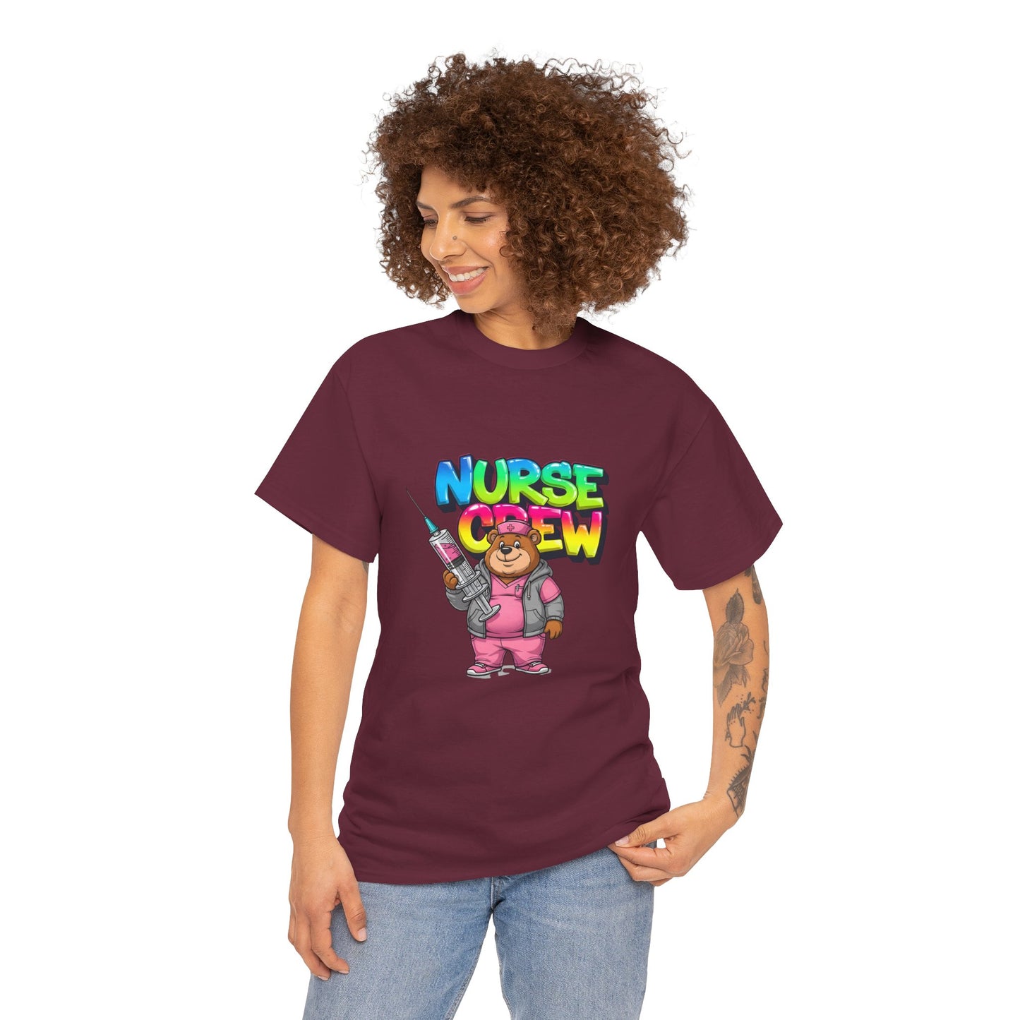 Nurse Crew T-Shirt — Cute Cartoon Nurse Bear Graphic Tee
