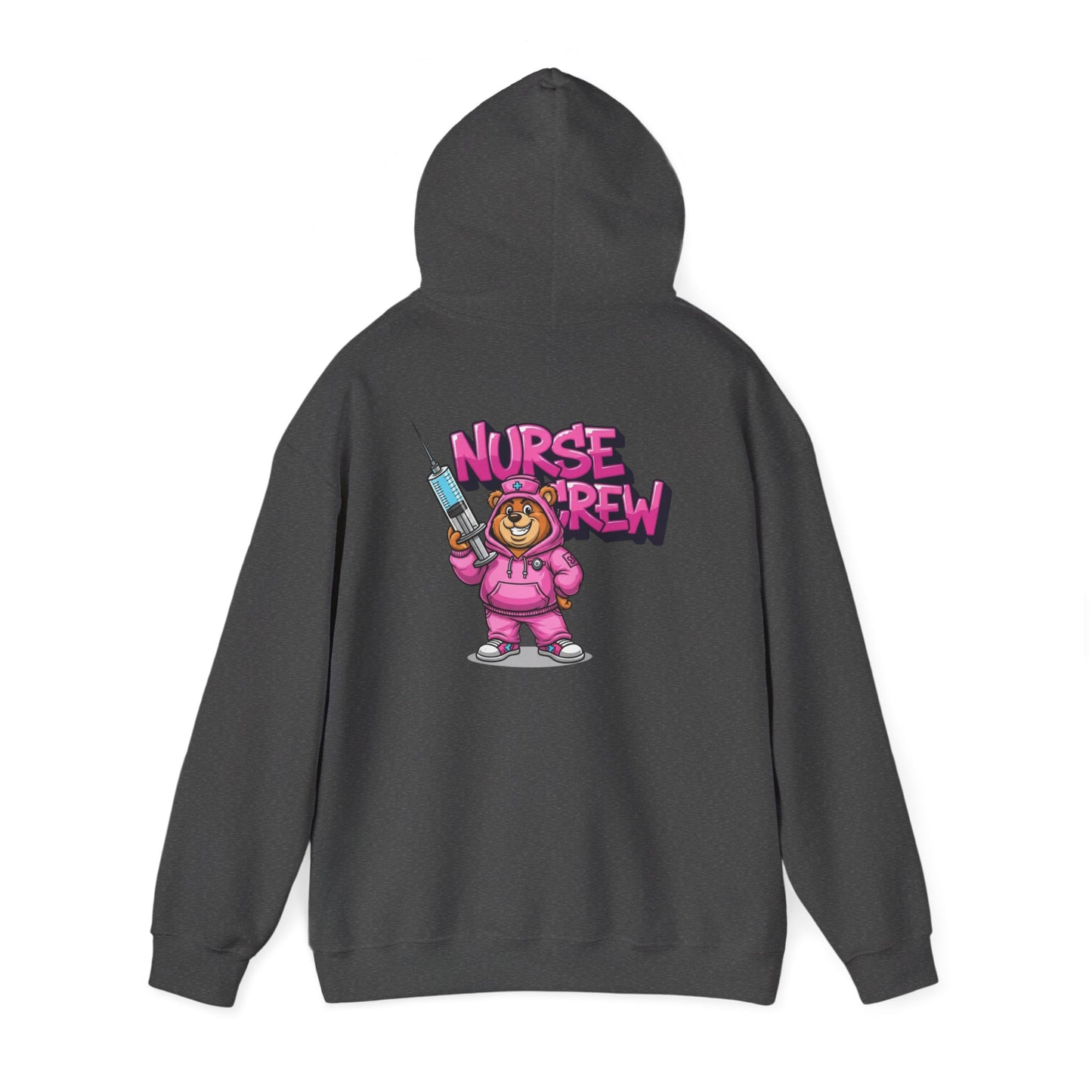 Nurse Crew Hoodie — Cute Teddy Nurse with Syringe Graphic
