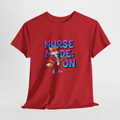 Nurse Mode On T‑Shirt — Cute Fox Nurse Graphic Tee for Nurses & Nursing Students