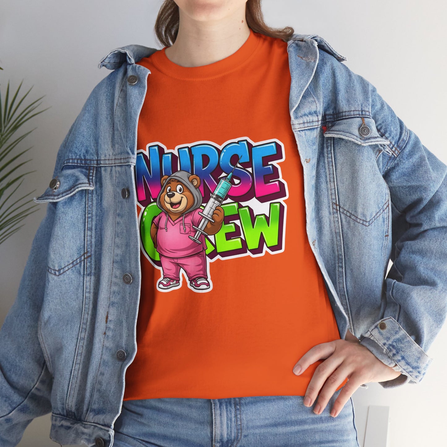 Nurse Crew Bear T‑Shirt — Cute Pink Nurse Cartoon Tee for Nurses & Medical Staff