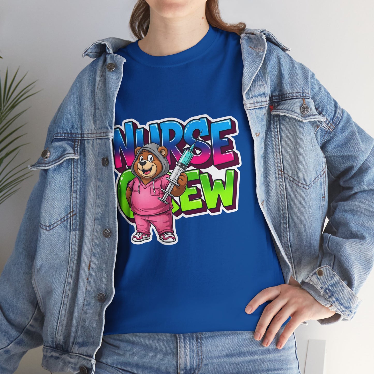 Nurse Crew Bear T‑Shirt — Cute Pink Nurse Cartoon Tee for Nurses & Medical Staff