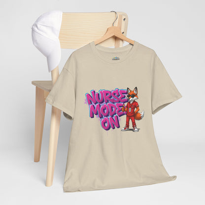 Nurse Mode On T-Shirt — Cute Fox Nurse Graphic Tee for Healthcare Workers