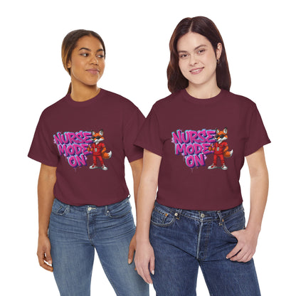 Nurse Mode On T-Shirt — Cute Fox Nurse Graphic Tee for Healthcare Workers