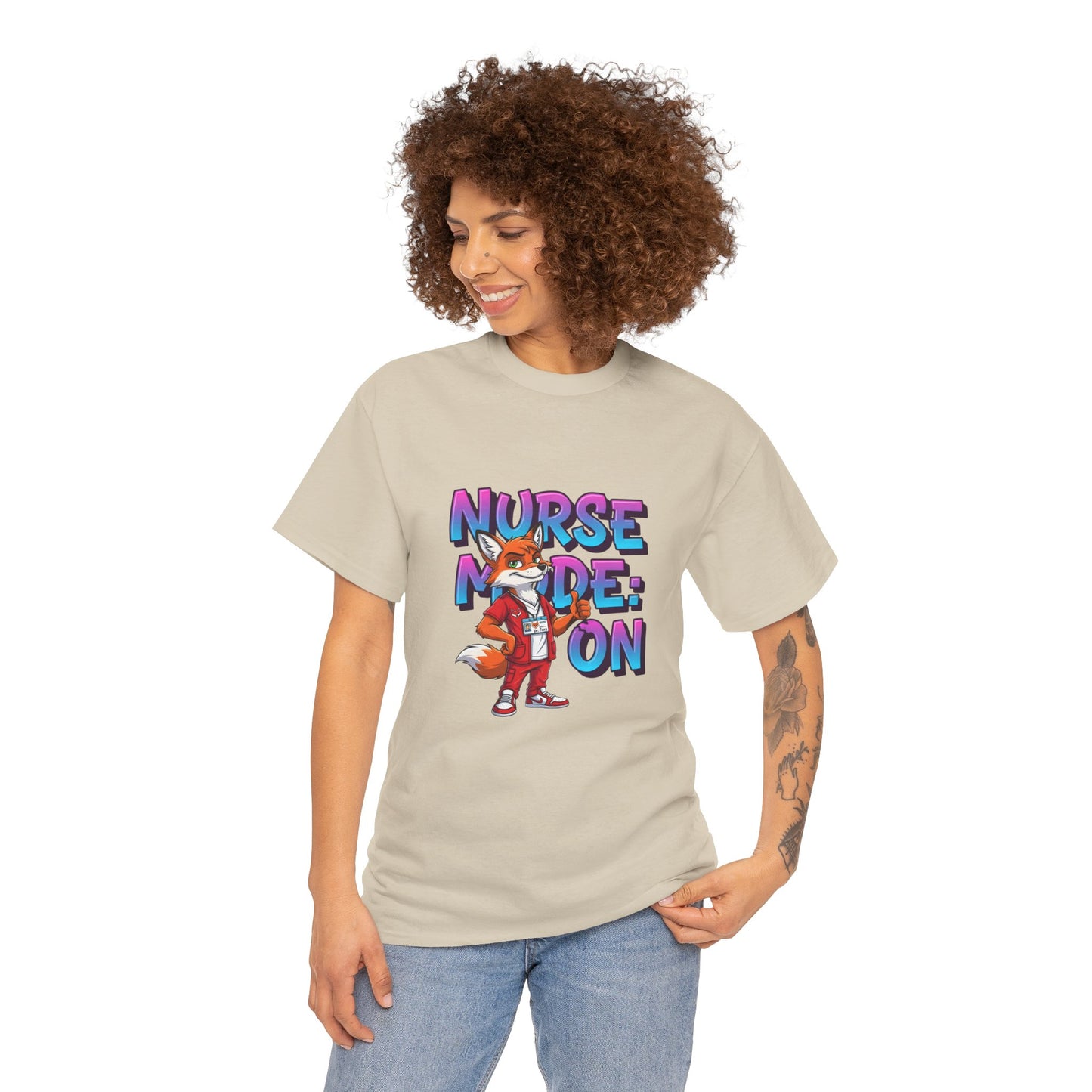 Nurse Mode On T‑Shirt — Cute Fox Nurse Graphic Tee for Nurses & Nursing Students