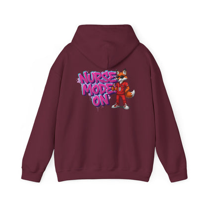 Unisex Nurse Hoodie — 'Nurse Mode On' Cute Nurse Fox Graphic Pullover