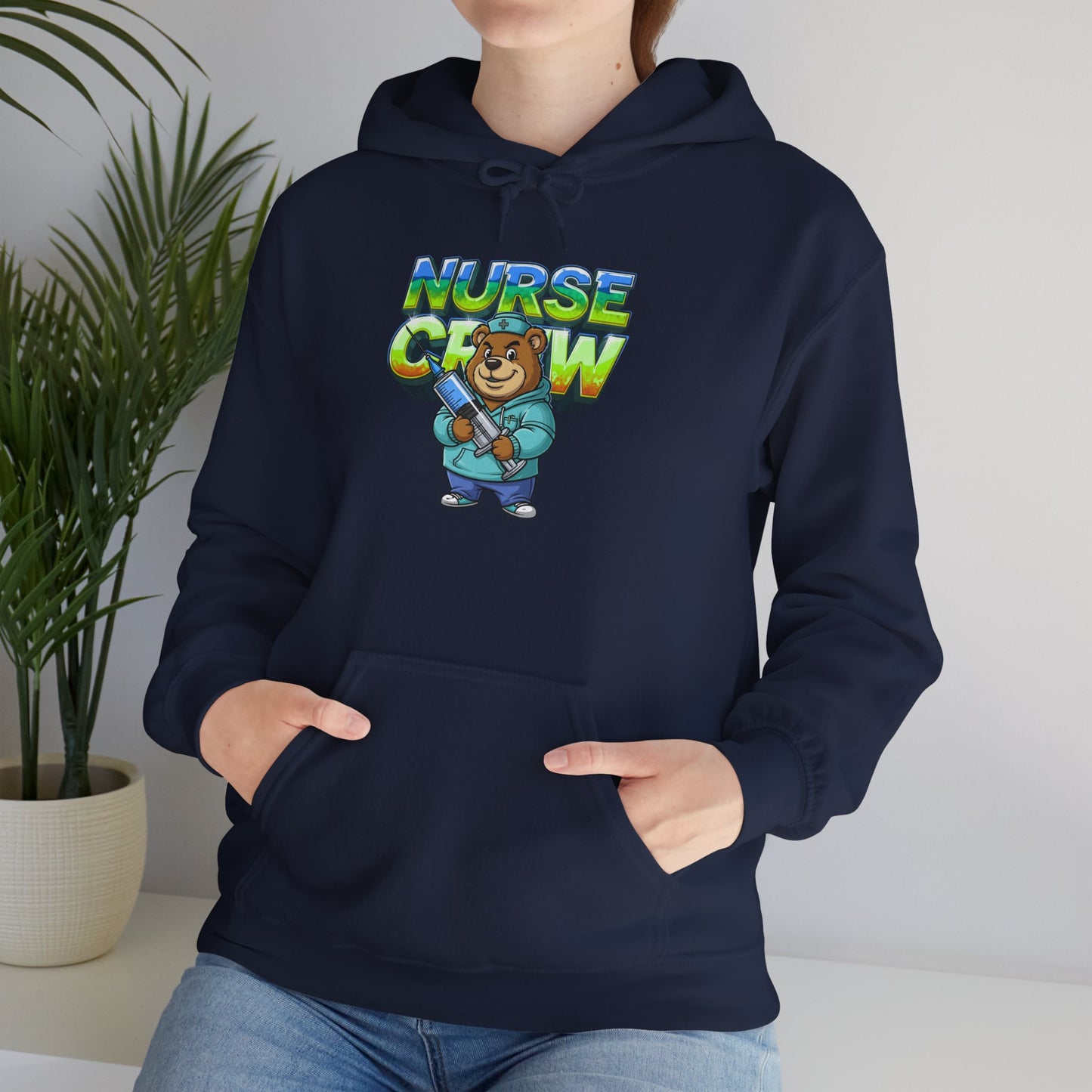 Unisex Nurse Crew Hoodie — Cute Bear Nurse Graphic Pullover