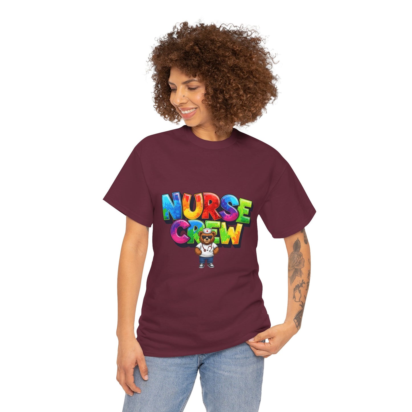 Nurse Crew Graphic Tee — Colorful Cartoon Nurse Appreciation Shirt