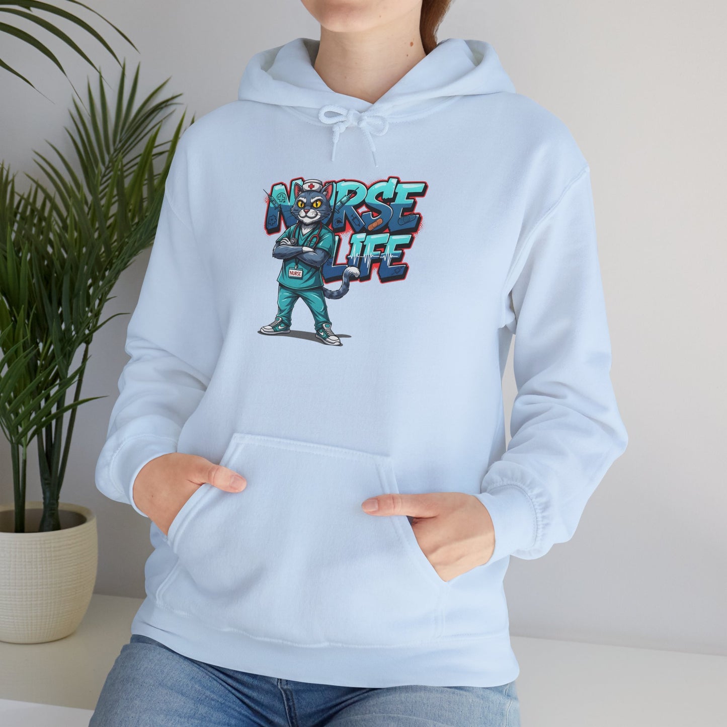 Unisex Nurse Life Hoodie — Cute Cartoon Nurse Graphic Pullover