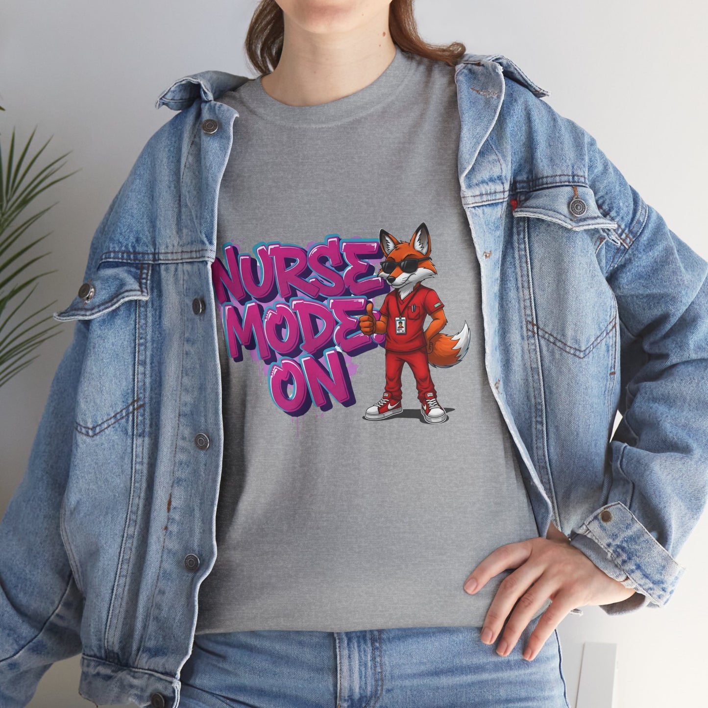Nurse Mode On T-Shirt — Cute Fox Nurse Graphic Tee for Healthcare Workers