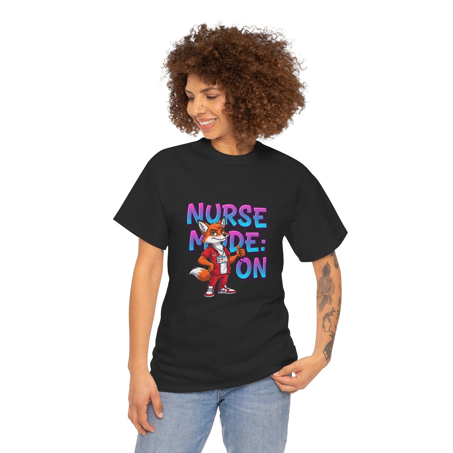 Nurse Mode On T‑Shirt — Cute Fox Nurse Graphic Tee for Nurses & Nursing Students