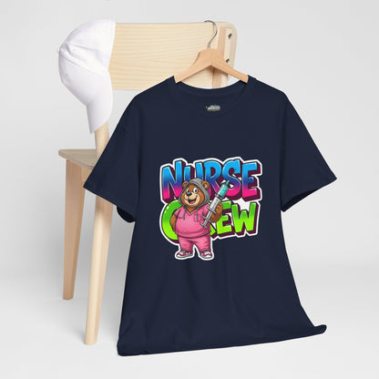 Nurse Crew Bear T‑Shirt — Cute Pink Nurse Cartoon Tee for Nurses & Medical Staff