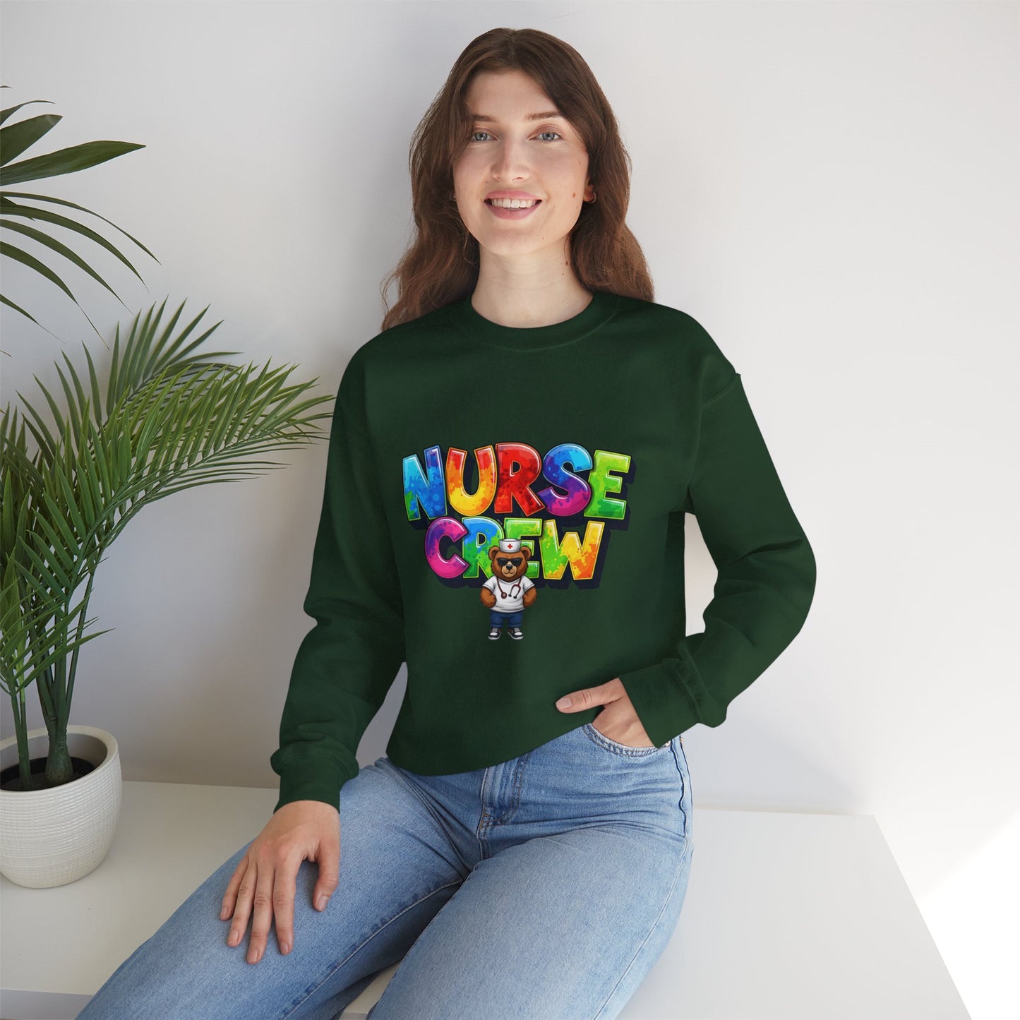 Nurse Crew Sweatshirt — 'NURSE CREW' Graphic Pullover for Healthcare Professionals
