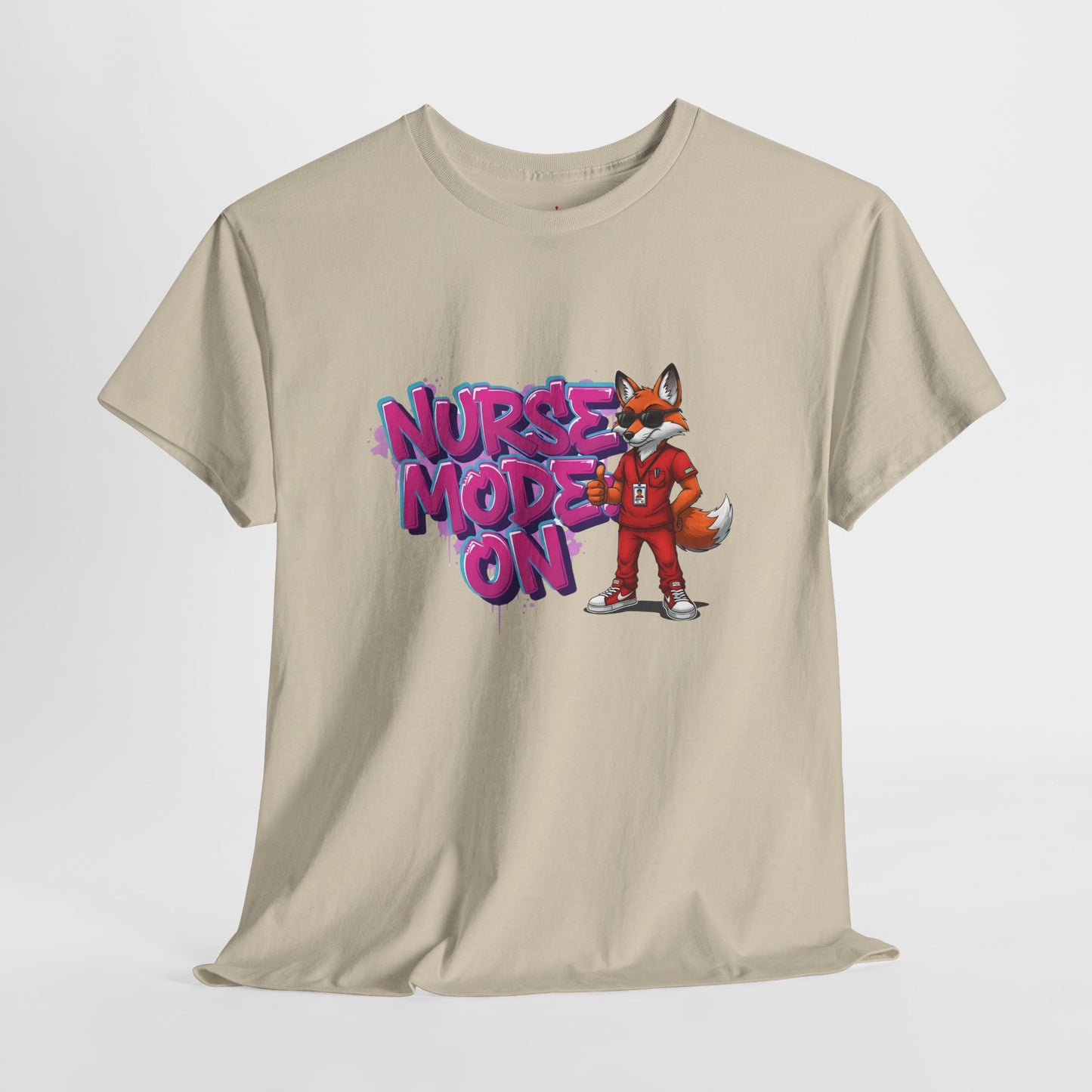 Nurse Mode On T-Shirt — Cute Fox Nurse Graphic Tee for Healthcare Workers