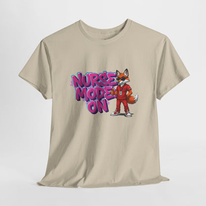 Nurse Mode On T-Shirt — Cute Fox Nurse Graphic Tee for Healthcare Workers