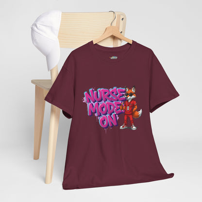Nurse Mode On T-Shirt — Cute Fox Nurse Graphic Tee for Healthcare Workers