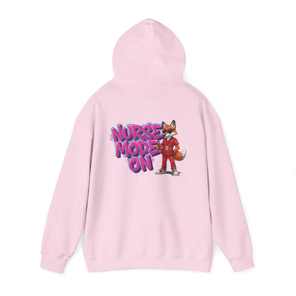 Unisex Nurse Hoodie — 'Nurse Mode On' Cute Nurse Fox Graphic Pullover