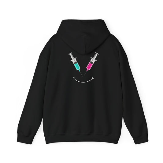 Minimal Colorful V Logo Hoodie — Small Chest Accent Sweatshirt