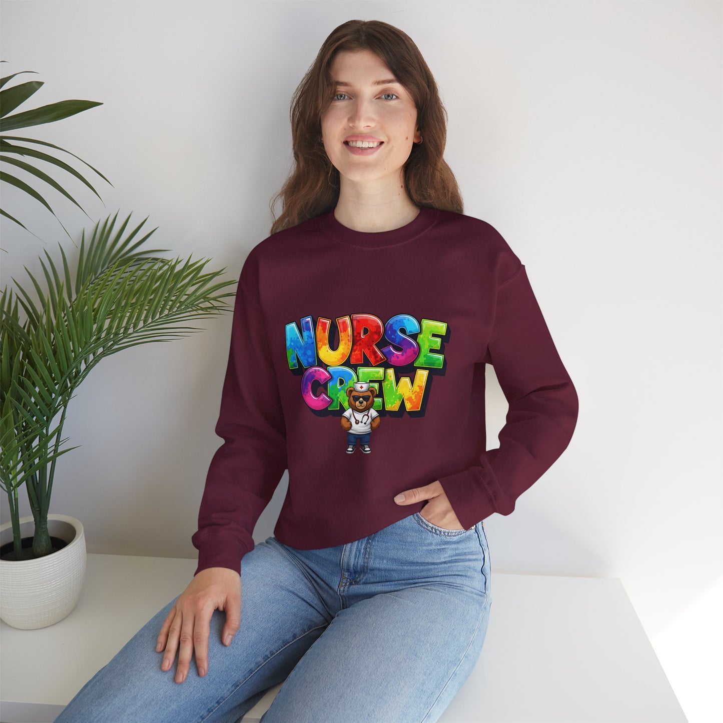 Nurse Crew Sweatshirt — 'NURSE CREW' Graphic Pullover for Healthcare Professionals