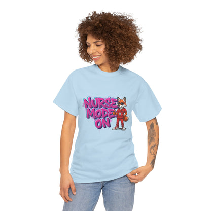 Nurse Mode On T-Shirt — Cute Fox Nurse Graphic Tee for Healthcare Workers