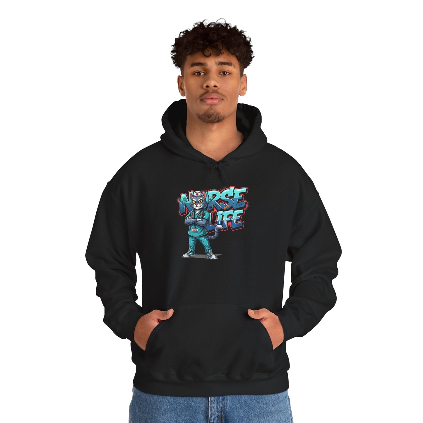 Unisex Nurse Life Hoodie — Cute Cartoon Nurse Graphic Pullover