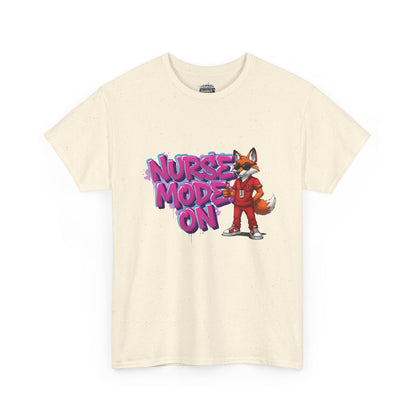 Nurse Mode On T-Shirt — Cute Fox Nurse Graphic Tee for Healthcare Workers