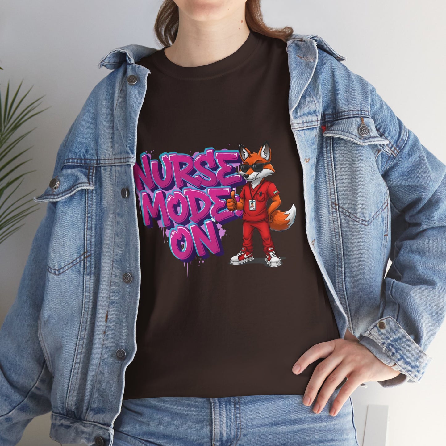 Nurse Mode On T-Shirt — Cute Fox Nurse Graphic Tee for Healthcare Workers