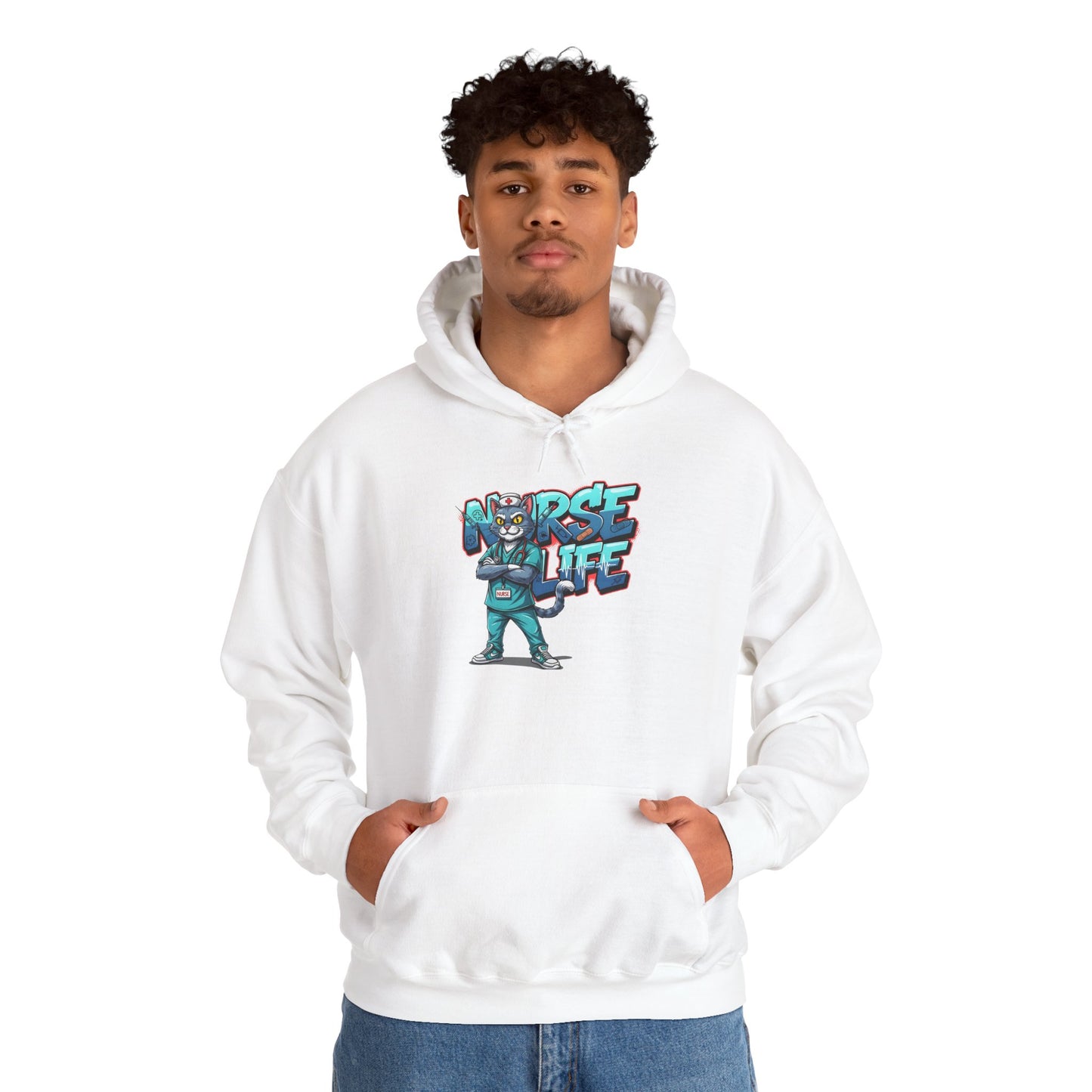 Unisex Nurse Life Hoodie — Cute Cartoon Nurse Graphic Pullover