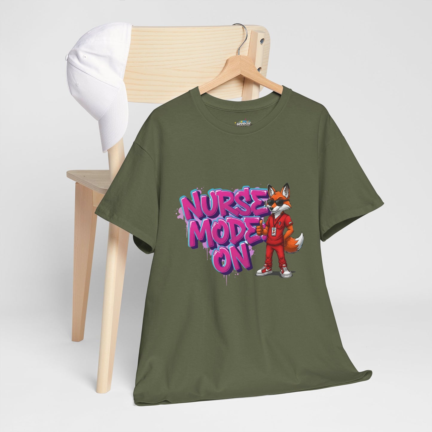 Nurse Mode On T-Shirt — Cute Fox Nurse Graphic Tee for Healthcare Workers