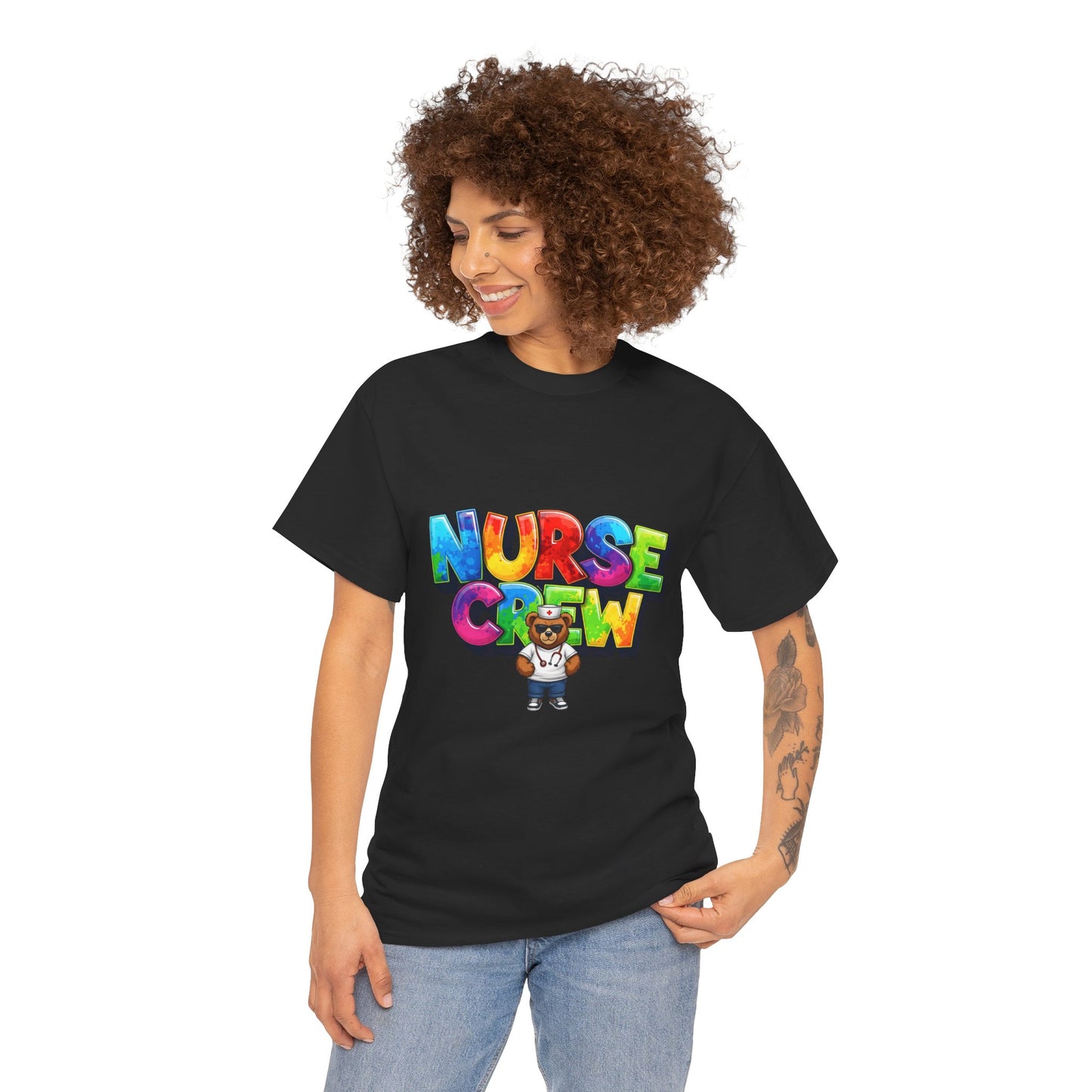 Nurse Crew Graphic Tee — Colorful Cartoon Nurse Appreciation Shirt