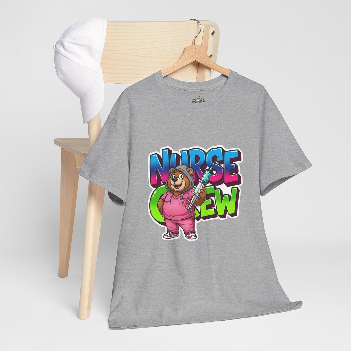 Nurse Crew Bear T‑Shirt — Cute Pink Nurse Cartoon Tee for Nurses & Medical Staff