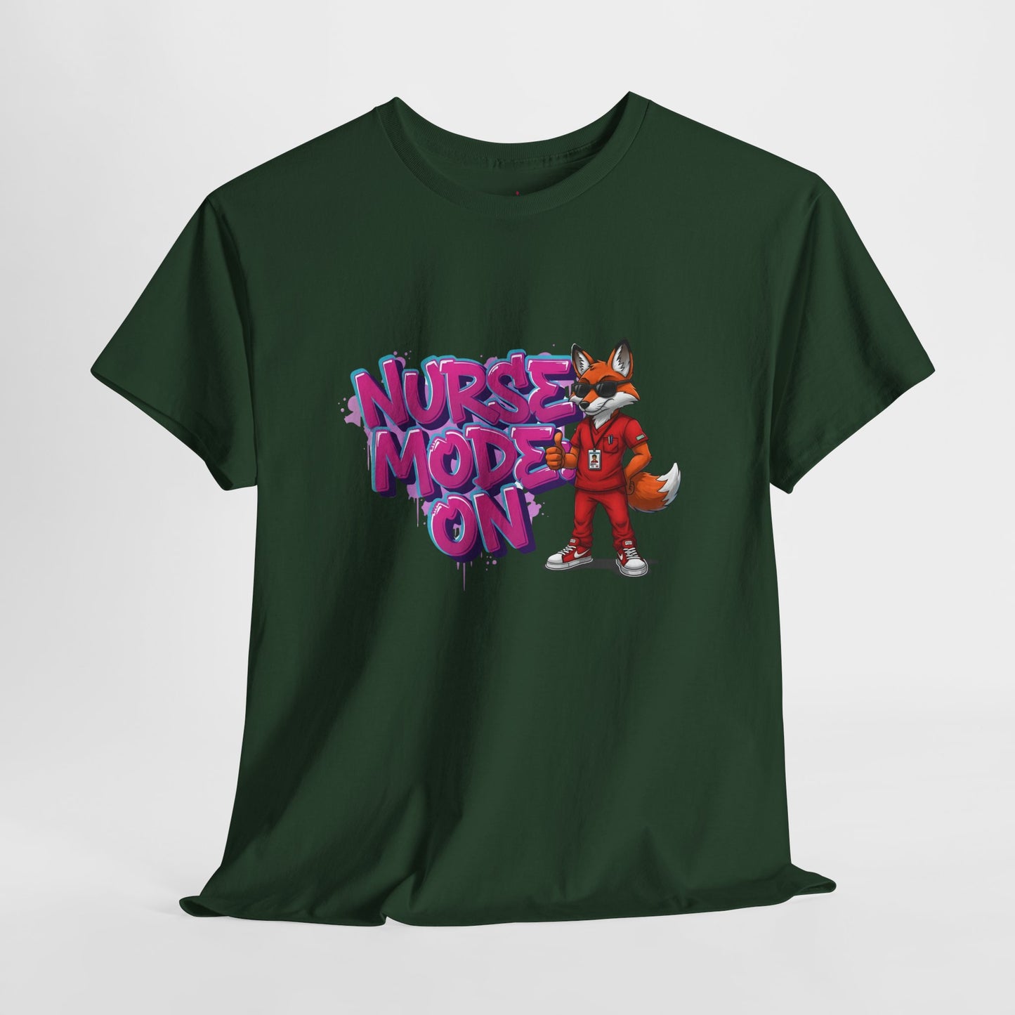 Nurse Mode On T-Shirt — Cute Fox Nurse Graphic Tee for Healthcare Workers