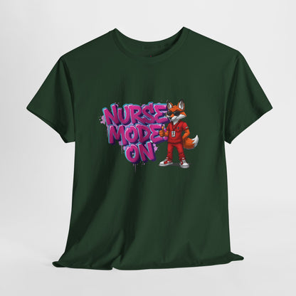 Nurse Mode On T-Shirt — Cute Fox Nurse Graphic Tee for Healthcare Workers