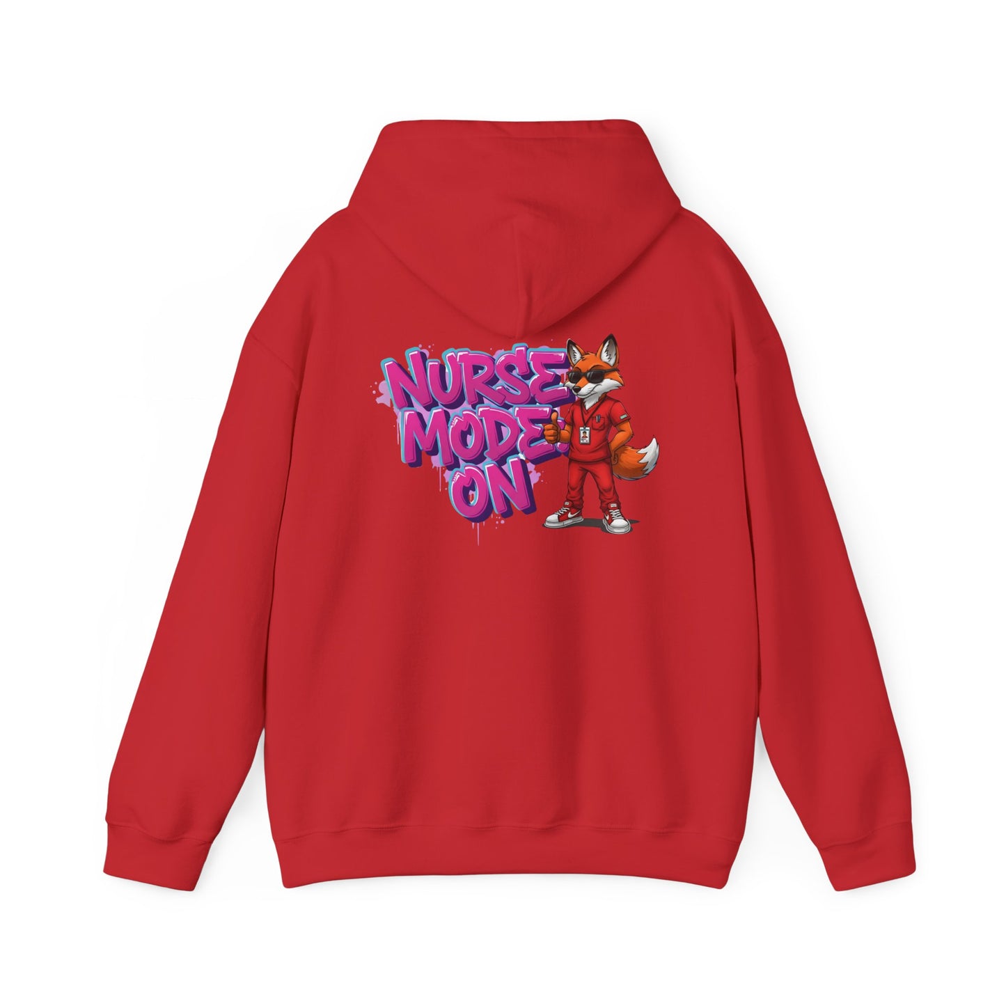 Unisex Nurse Hoodie — 'Nurse Mode On' Cute Nurse Fox Graphic Pullover