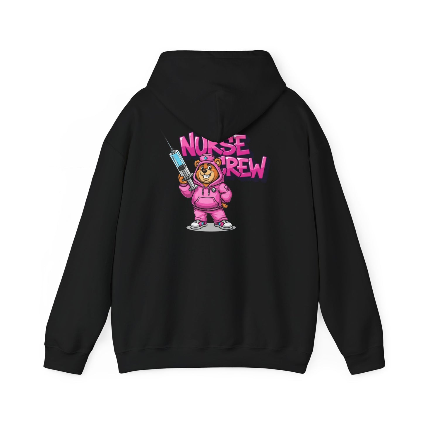 Nurse Crew Hoodie — Cute Teddy Nurse with Syringe Graphic