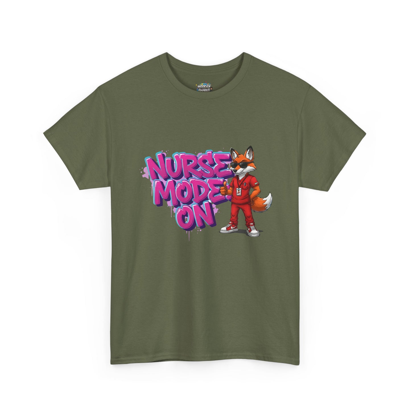 Nurse Mode On T-Shirt — Cute Fox Nurse Graphic Tee for Healthcare Workers