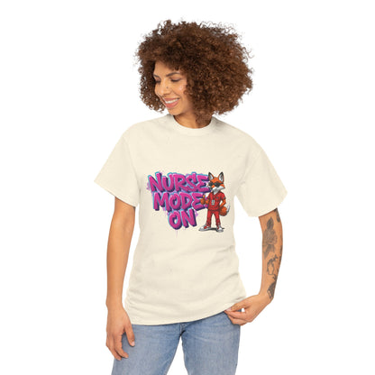 Nurse Mode On T-Shirt — Cute Fox Nurse Graphic Tee for Healthcare Workers