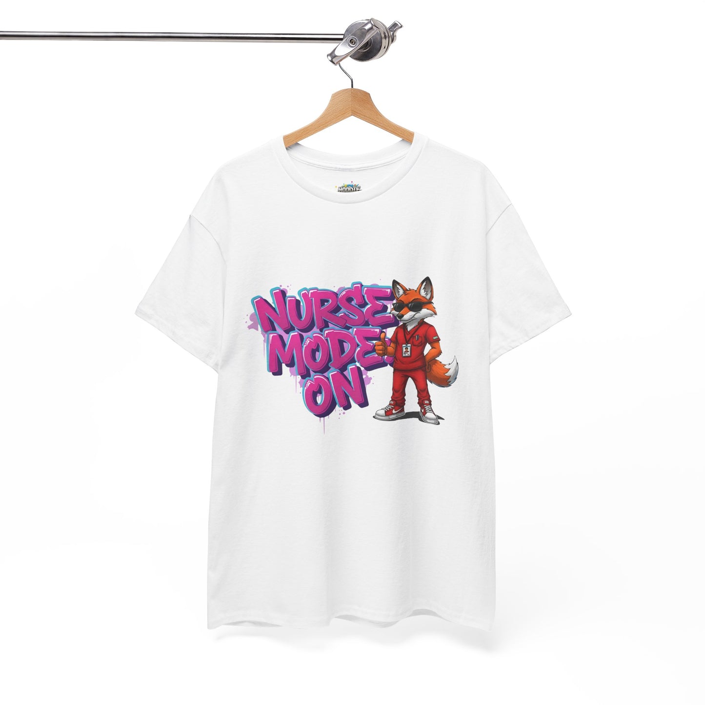 Nurse Mode On T-Shirt — Cute Fox Nurse Graphic Tee for Healthcare Workers
