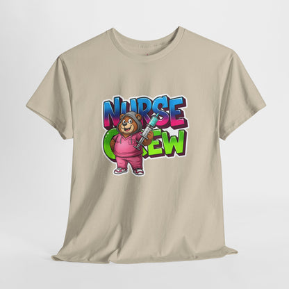 Nurse Crew Bear T‑Shirt — Cute Pink Nurse Cartoon Tee for Nurses & Medical Staff