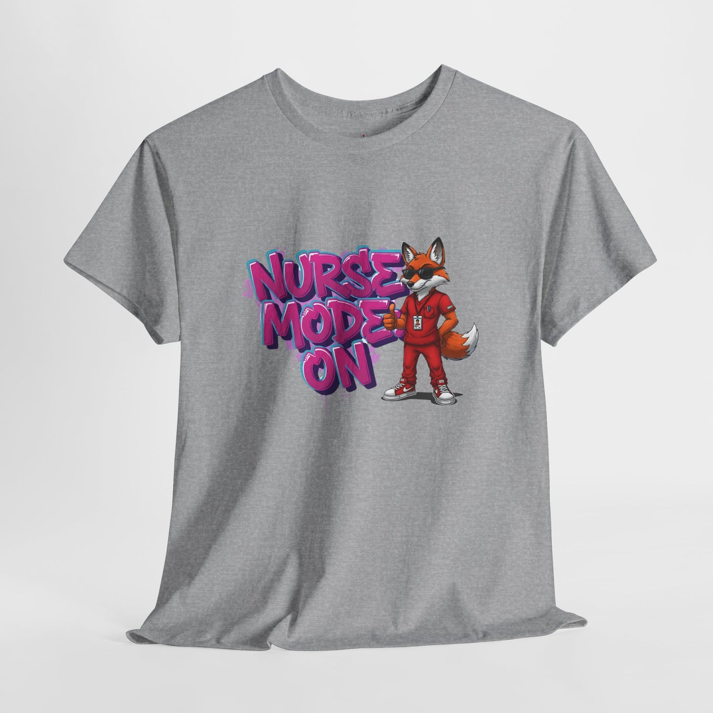 Nurse Mode On T-Shirt — Cute Fox Nurse Graphic Tee for Healthcare Workers