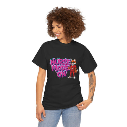 Nurse Mode On T-Shirt — Cute Fox Nurse Graphic Tee for Healthcare Workers