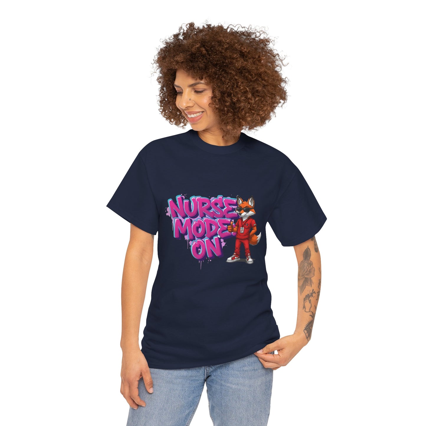Nurse Mode On T-Shirt — Cute Fox Nurse Graphic Tee for Healthcare Workers