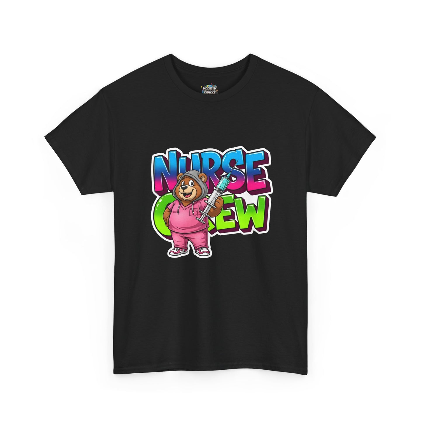 Nurse Crew Bear T‑Shirt — Cute Pink Nurse Cartoon Tee for Nurses & Medical Staff