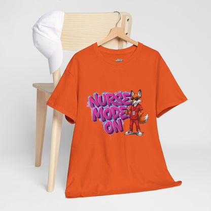 Nurse Mode On T-Shirt — Cute Fox Nurse Graphic Tee for Healthcare Workers