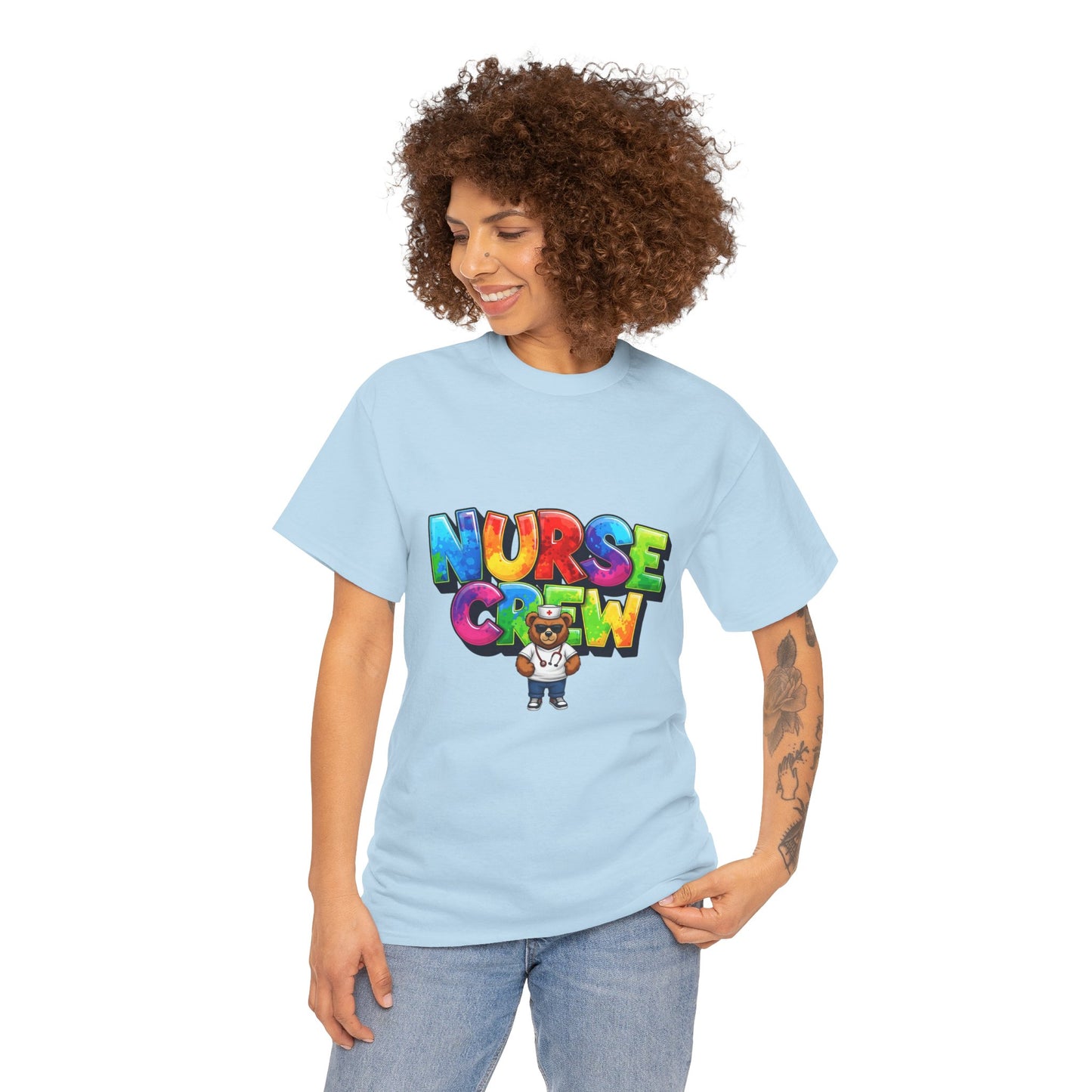 Nurse Crew Graphic Tee — Colorful Cartoon Nurse Appreciation Shirt